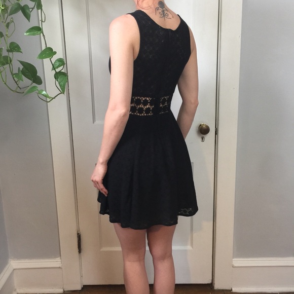 Free People Black Daisy Cage Skater Mini Dress - Picture 2 of 8